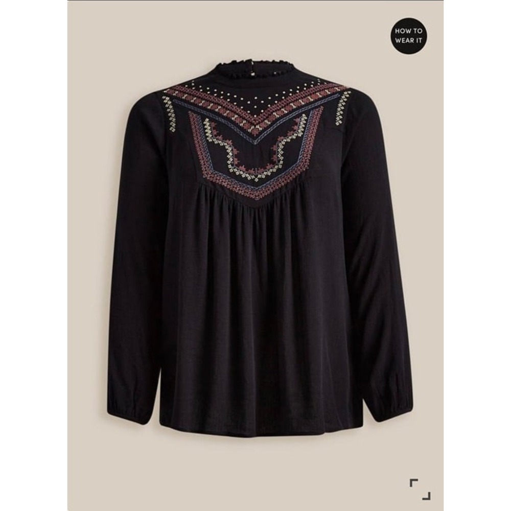 Torrid Embroidered Top Blouse Plus Size 4X Black Ruffle Crinkle Gauze Boho